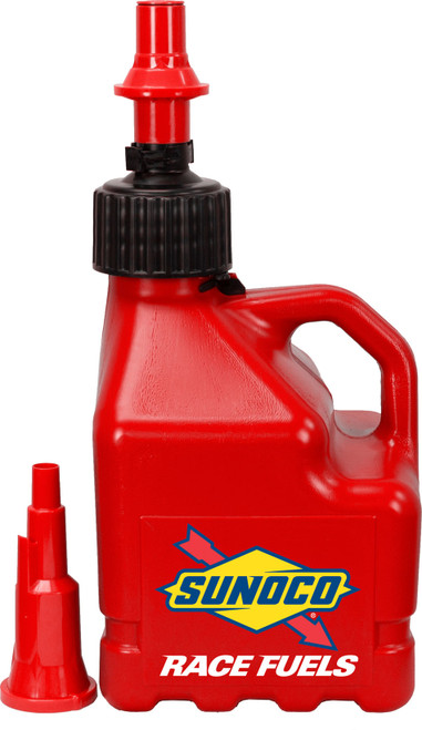 Sunoco Race Jugs R3100RD-FF Utility Jug, 3 gal, 9-1/2 x 9-1/2 x 24 in Tall, Fastflo O-Ring Seal Cap, Flip-Up Vent, Square, Plastic, Red, Each