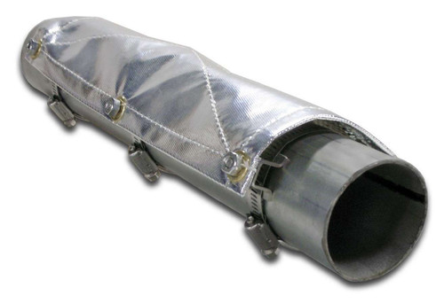 Thermo-Tec 11600 Exhaust Heat Shield, 6 x 12 in, Clamp-On, Aluminized Fiberglass, Silver, Up to 3.5 in Tubing, Kit