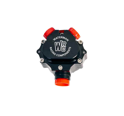 Waterman Racing Comp. WRC-22108 Fuel Pump, 400 Ultra Light, Hex Driven, 0.400 Gear Set, In-Line, Reverse Rotation, 8 AN Female Inlet, 8 AN Female Outlet, Aluminum, Black Anodized, Gas / Methanol / E85, Each