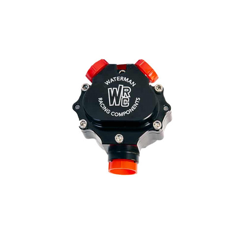 Waterman Racing Comp. WRC-22110 Fuel Pump, 500 Ultra Light, Hex Driven, 0.500 Gear Set, In-Line, Reverse Rotation, 8 AN Female Inlet, 8 AN Female Outlets, Aluminum, Black Anodized, Gas / Methanol / E85, Each