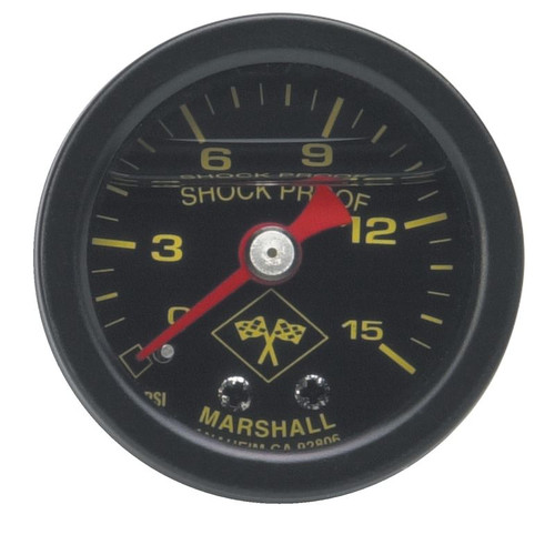 Big End Performance 15016 1 1/2 in. 0-15 PSI Liquid Filled Pressure Gauge, Midnight Black