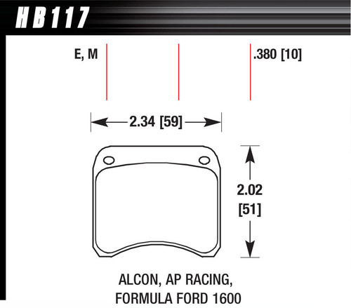 Hawk Brake HB117E.380 Brake Pads, Blue 9012 Compound, Intermediate Torque, Medium Temperature, Rear, Universal, Set of 4