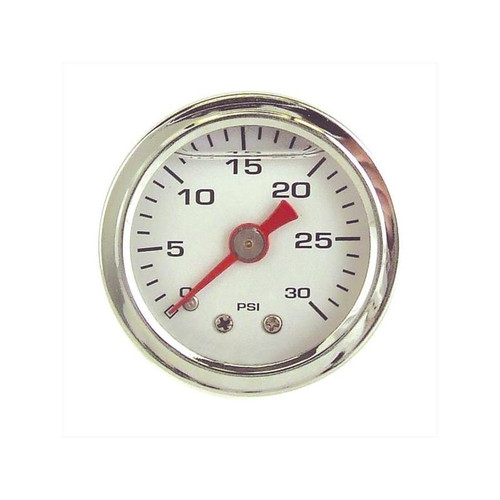 Big End Performance 15031 1 1/2 in. 0-30 PSI Liquid Filled Pressure Gauge, White