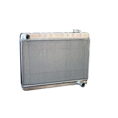 Dewitts Radiator 32-1139017A Radiator, Direct Fit, 25.5 in W x 22.75 in H x 3.25 in D, Single Pass, Driver Side Inlet, Passenger Side Outlet, Automatic Transmission, Aluminum, Natural, GM Fullsize Truck 1963-66, Each