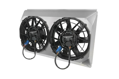 Dewitts Radiator 32-SP490 Electric Cooling Fan, Dual 12 in Fan, Puller, 1802 CFM, 12V, Curved Blade, 27.5 in x 18.64 in, 4.015 in Thick, Plastic, Kit
