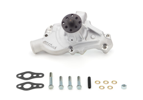 Edelbrock 88100 Water Pump, Mechanical, Victor Series, 5/8 in Pilot, Short Design, Aluminum, Natural, Small Block Chevy, Each