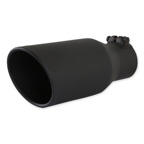 Flowmaster 15406B Exhaust Tip, Clamp-On, 3 in Inlet Pipe Diameter, 4-1/2 in Round Outlet, 11 in Long, Double Wall, Rolled Edge, Angled Cut, Stainless, Black Ceramic Coated, Each