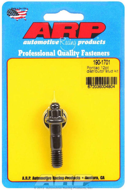 ARP 190-1701 Distributor Stud, 7/16 in Thread, 12 Point Nut, Washer Included, Chromoly Black Oxide, Pontiac V8, Each