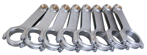 Eagle CRS63854D Connecting Rod, H-Beam, 6.385 in Long, Bushed, 7/16 in Cap Screws, Forged Steel, Big Block Chevy, Set of 8