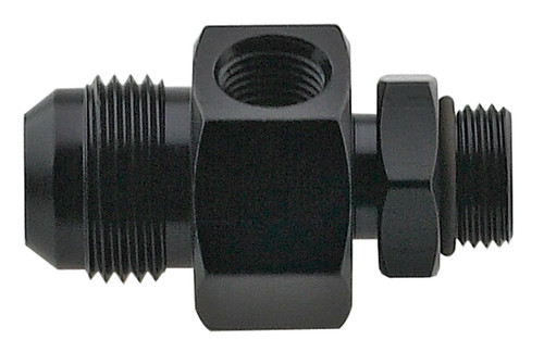 Fragola 495012-BL Fitting, Adapter, Straight, 12 AN Male to 8 AN Male O-Ring, Dual 6 AN Female Return Ports, Aluminum, Black, Each