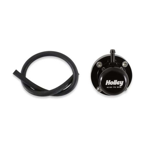Holley 12-1004 Fuel Pulse Damper, Direct Mount, 40-100 psi, 6 AN Male O-Ring, Aluminum, Black Anodized, E85 / Gas / Methanol, Each