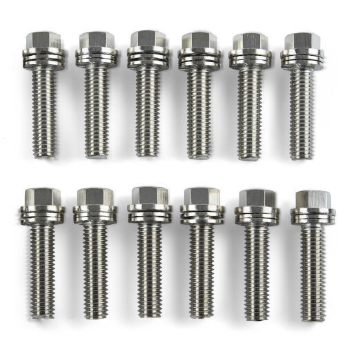 Proform 66824 Header Bolt, Locking, 3/8-16 in Thread, 1 in Long, Hex Head, Steel, Nickel Plated, Set of 12