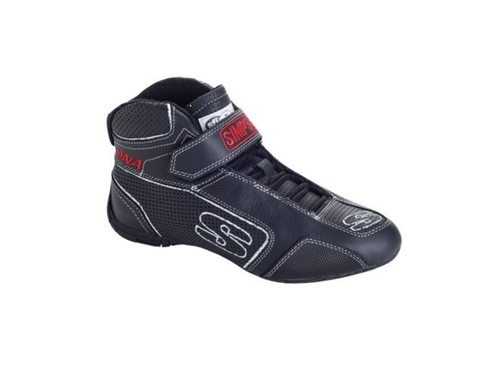 Simpson Safety DA115W Shoe, DNA, Driving, Mid-Top, SFI 3.3/5, Leather Outer, Nomex Inner, Black / White, Size 11.5, Pair