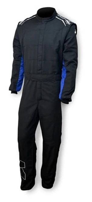 Impact Racing 23011506 Axis 2.4 Driving Suit, 1-Piece, SFI 3.2-A/5, Double Layer, Aramidic, Breathable Fabric, Black/Blue, Large, Each