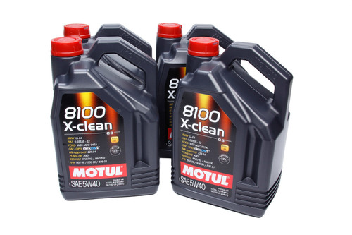Motul USA 102051 Motor Oil, 8100 X-Clean, 5W40, Synthetic, 5 L Jug, Set of 4