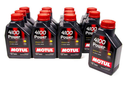 Motul USA 102773 Motor Oil, 4100 Power, 15W50, Synthetic, 1 L Bottle, Set of 12