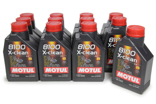Motul USA 102786 Motor Oil, 8100 X-clean, 5W40, Synthetic, 1 L Bottle, Set of 12
