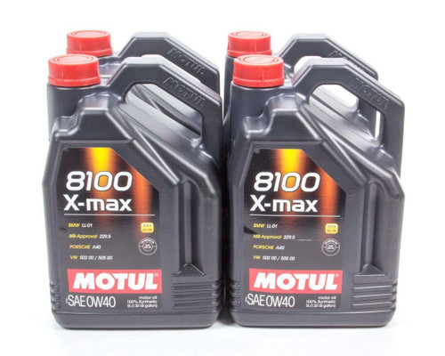 Motul USA 104533 Motor Oil, 8100 X-Max, 0W40, Synthetic, 5 L Jug, Set of 4