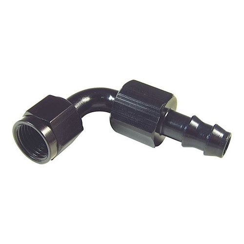 Big End 13463 Hose Barb Fitting, -10  AN Female to Push Lock, 90 Degree, Black