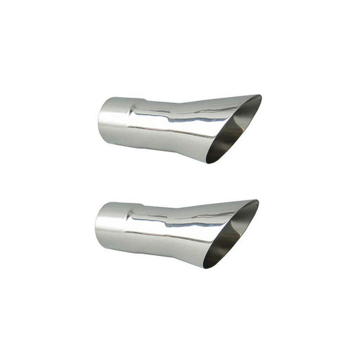 Pypes Performance Exhaust EVT34 Exhaust Tip, Olds 442 Trumpet Exhaust Tips, Slip-On, 2-1/2 in. Inlet, 4 in. Round Outlet, 8-3/8 in. Long, Single Wall, Cut Edge, Stainless, 442, GM A-Body 1968-72, Pair