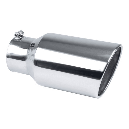 Pypes Performance Exhaust EVT406 Exhaust Tip, Monster, Clamp-On, 4 in. Inlet, 6 in. Round Outlet, 12 in. Long, Single Wall, Rolled Edge, Angled Cut, Stainless, Polished, Each