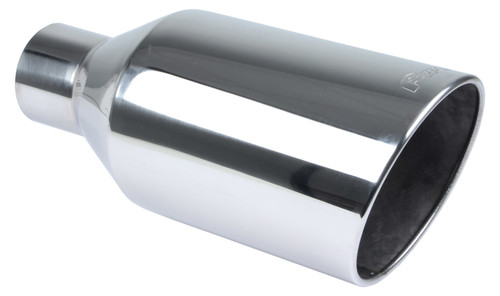Pypes Performance Exhaust EVT408 Exhaust Tip, Monster, Weld-On, 4 in. Inlet, 8 in. Round Outlet, 18 in. Long, Single Wall, Rolled Edge, Angled Cut, Stainless, Polished, Each
