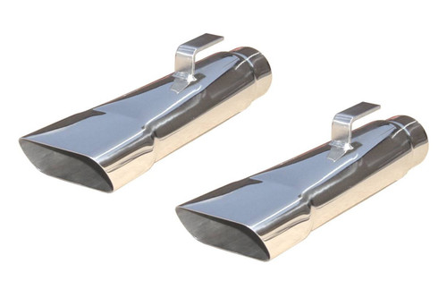 Pypes Performance Exhaust EVT80 Exhaust Tip, Charger Rectangle Tips, Slip-On, 2-1/2 in. Inlet, 2-1/4 x 3-3/4 in. Rectangle Outlet, 13-5/8 in. Long, Single Wall, Cut Edge, Angled Cut, Stainless, Pair