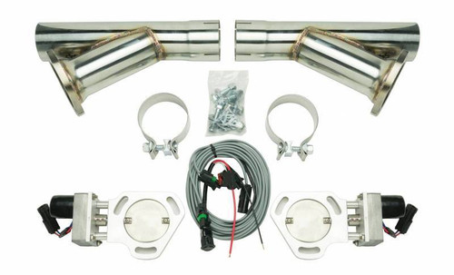 Pypes Performance Exhaust HVE10K Exhaust Cut-Out, Electric, Clamp-On, Dual, 2-1/2 in. Pipe Diameter, Hardware / Wire Harness / Y-Pipe Included, Aluminum / Stainless, Natural / Polished, Kit