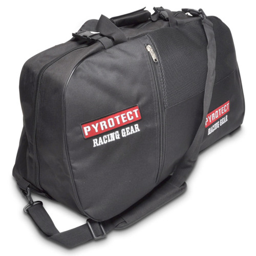 Pyrotect GB100020 Gear Bag, 26 in. Long x 12 in. Wide x 13 in. Deep, Zipper / Buckle Closure, Backup / Shoulder Strap, Pyrotect Racing Gear Logo, Nylon, Black, Each