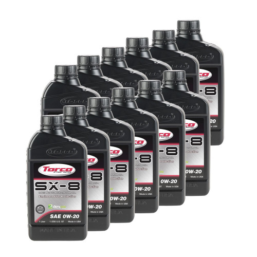 Torco A120020CE Motor Oil, SX-8, 0W20, Dexos1, Synthetic, 1 L Bottle, Set of 12