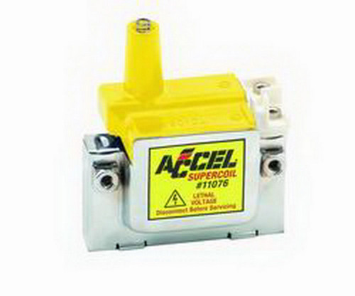 Accel 11076 Ignition Coil, Super Coil, U-Core, 0.200 ohm, Female Socket, Chrome / Yellow, Honda, Each
