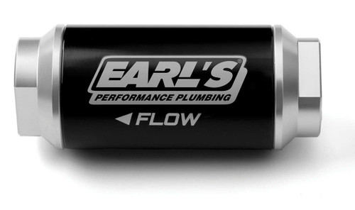 Earls 230626ERL Fuel Filter, In-Line, 6 AN Female O-Ring Inlet, 6 AN Female O-Ring Outlet, Aluminum, Black / Clear Anodized, Each