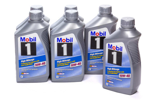 Mobil 1 103536 Motor Oil, High Mileage, 10W40, Synthetic, 1 qt Bottle, Set of 6