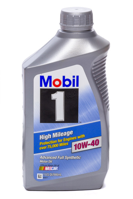 Mobil 1 MOB103536-1 Motor Oil, High Mileage, 10W40, Synthetic, 1 qt Bottle, Each