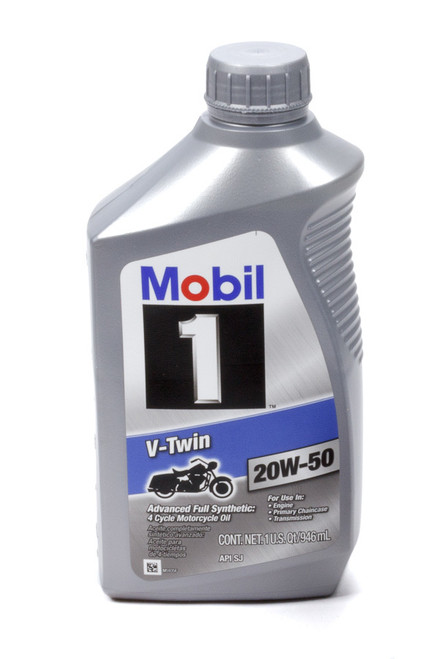 Mobil 1 MOB112630-1 Motor Oil, V-Twin, 20W50, Synthetic, 1 qt Bottle, V-Twin Motorcycles, Each