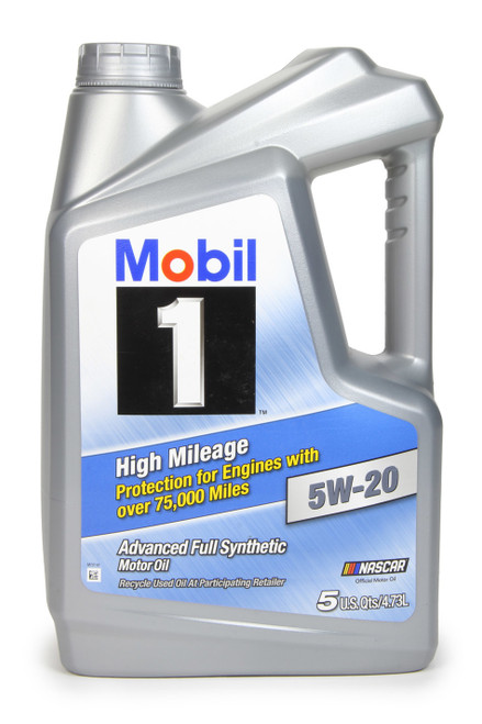 Mobil 1 MOB120768-1 Motor Oil, High Mileage, 5W20, Synthetic, 5 qt Jug, Each