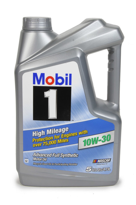 Mobil 1 MOB120770-1 Motor Oil, High Mileage, 10W30, Synthetic, 5 qt Jug, Each