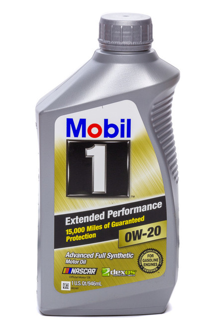 Mobil 1 MOB120926-1 Motor Oil, Extended Performance, 0W20, Synthetic, 1 qt Bottle, Each