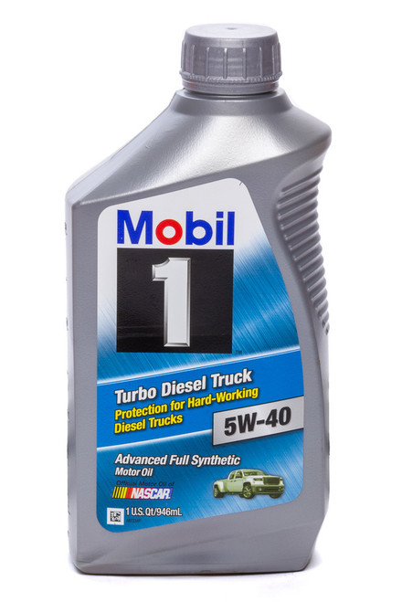 Mobil 1 MOB122253-1 Motor Oil, Turbo Diesel Truck, 5W40, Synthetic, 1 qt Bottle, Diesel Engines, Each