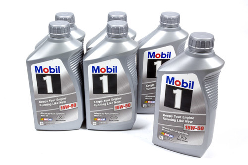 Mobil 1 122377 Motor Oil, 15W50, Synthetic, 1 qt Bottle, Set of 6