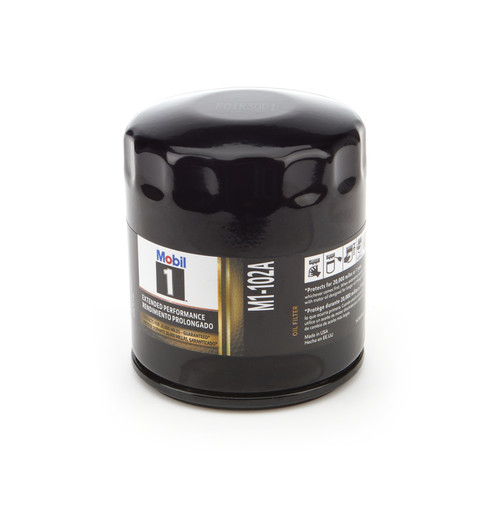 Mobil 1 M1-102A Oil Filter, Extended Performance, Canister, Screw-On, 3.400 in. Tall, 3/4-16 in. Thread, Steel, Black Paint, Various Applications, Each