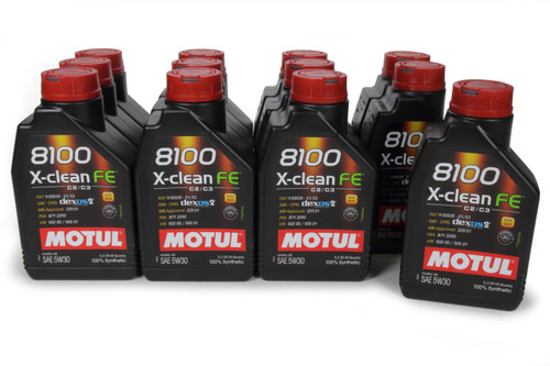 Motul USA 104775 Motor Oil, 8100 X-clean FE, 5W30, Synthetic, 1 L Bottle, Set of 12