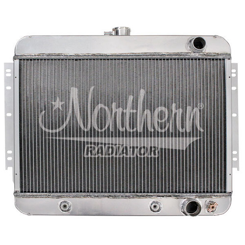 Northern Radiator 205200 Radiator, Muscle Car, 23.375 in. W x 15.25 in. H x 2.25 in. D, Passenger Side Inlet, Passenger Side Outlet, Aluminum, Natural, GM A-Body 1965-67, Each