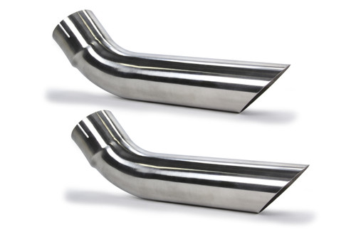 Pypes Performance Exhaust EVT61 Exhaust Tip, Hockey Stick Tips, Short, Slip-On, 3 in. Inlet, 3 in. Round Outlet, 13-1/2 in. Long, Single Wall, Cut Edge, Angled Cut, Stainless, Polished, Pair
