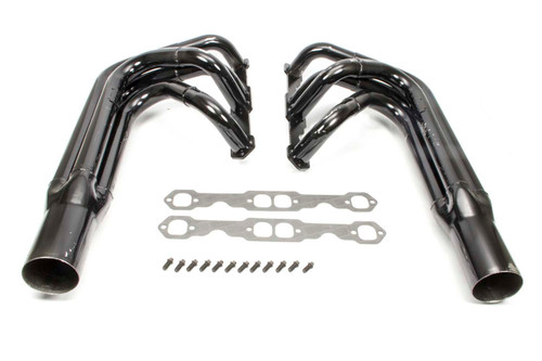 Schoenfeld 1014LV Headers, Sprint, 1.75 to 1.875 in. Primary, 3.5 in. Collector, Steel, Black Paint, Small Block Chevy, Pair