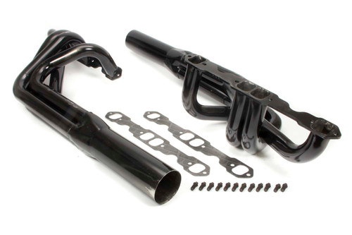 Schoenfeld 1055L Headers, Sprint, 1.875 in. Primary, 3.5 in. Collector, Steel, Black Paint, Small Block Chevy, Pair