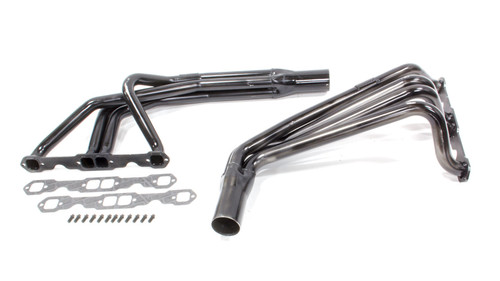Schoenfeld 1101 Headers, IMCA Modified, 1.625 in. Primary, 3 in. Collector, Steel, Black Paint, Small Block Chevy, Pair