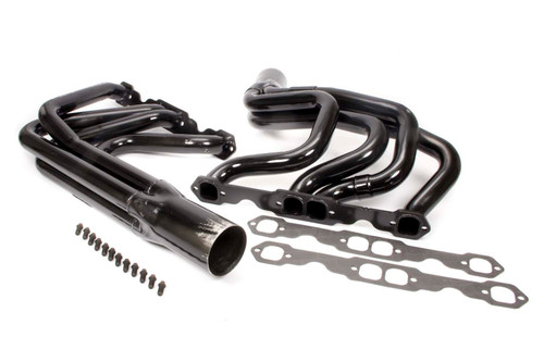 Schoenfeld 1186 Headers, IMCA Modified, 1.75 in. Primary, 3.5 in. Collector, Steel, Black Paint, Small Block Chevy, Pair