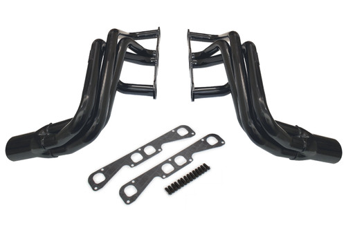 Schoenfeld 187SP Headers, Street Stock, 1.875 in. Primary, 3.5 in. Collector, Spread Port, Steel, Black Paint, Small Block Chevy, GM A / F / G-Body, Pair