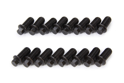 Schoenfeld 3002-16 Header Bolt, 3/8-16 in. Thread, 1 in. Long, Hex Head, Chromoly, Black Oxide, Set of 16